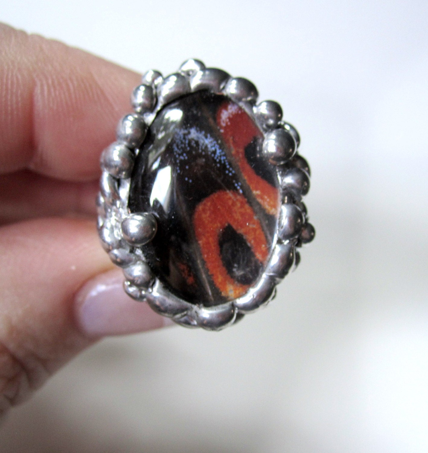 Real Butterfly Wing  Ring - Red Spotted Swallowtail