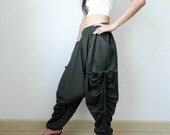 New Design Extra Long Ninja Pants Harem Unisex Pant..Green Cotton Jersey.