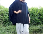 NEW Design  Plus size Blouse Unique Styling Poncho, Black Jersey Spandex