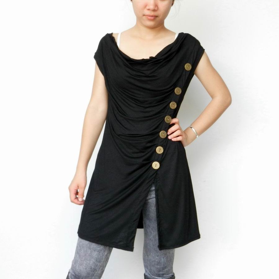 Sale 30% OFF High Fashion Black EMO - Steampunk Top....NEW Design Jersey knit