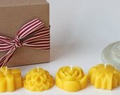 Beeswax flower candles set, zinnia, sunflower, rose, forget-me-not, gift wrapped