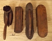 4 Wooden Shoe Brushes - Instand Collection of Rustic Wood Brushes