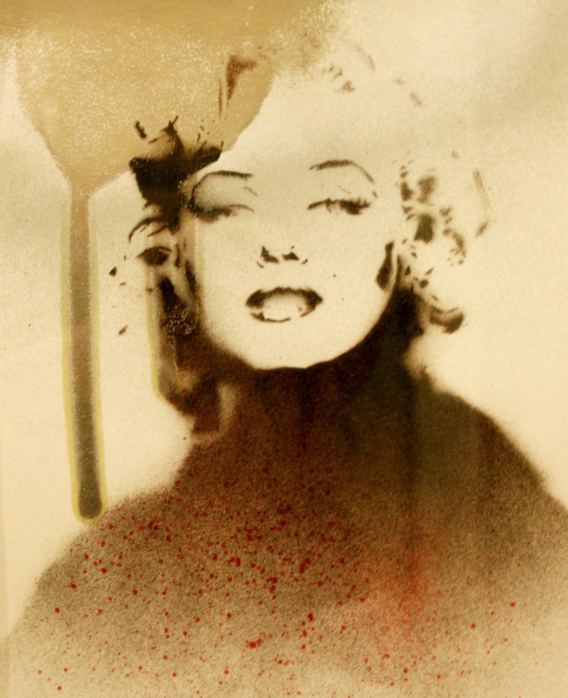 CHROME STYLE MARILYN 12.5 x 15.5 Framed Original Painting Graffiti and Pop Art Inspired Potrait Spray Paint on Archival Paper