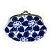 Embroidered Small Flower Navy and White Compartment Purse Wallet