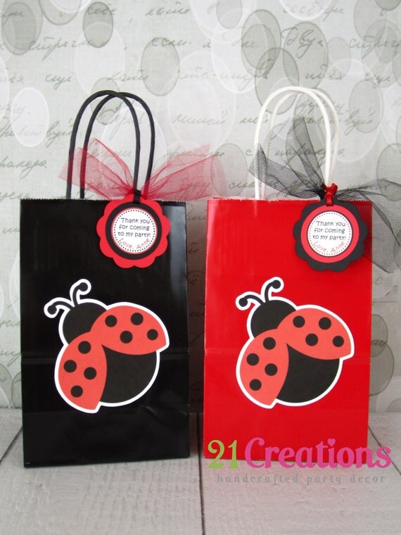 Ladybug Favor Bags set of 8 by 21Creations on Etsy