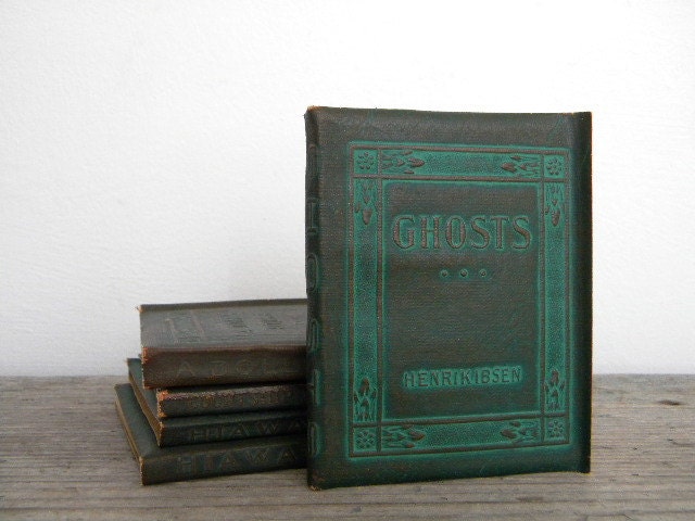 Little Leather Library antique book collection. classic literature. Longfellow. Ibsen.