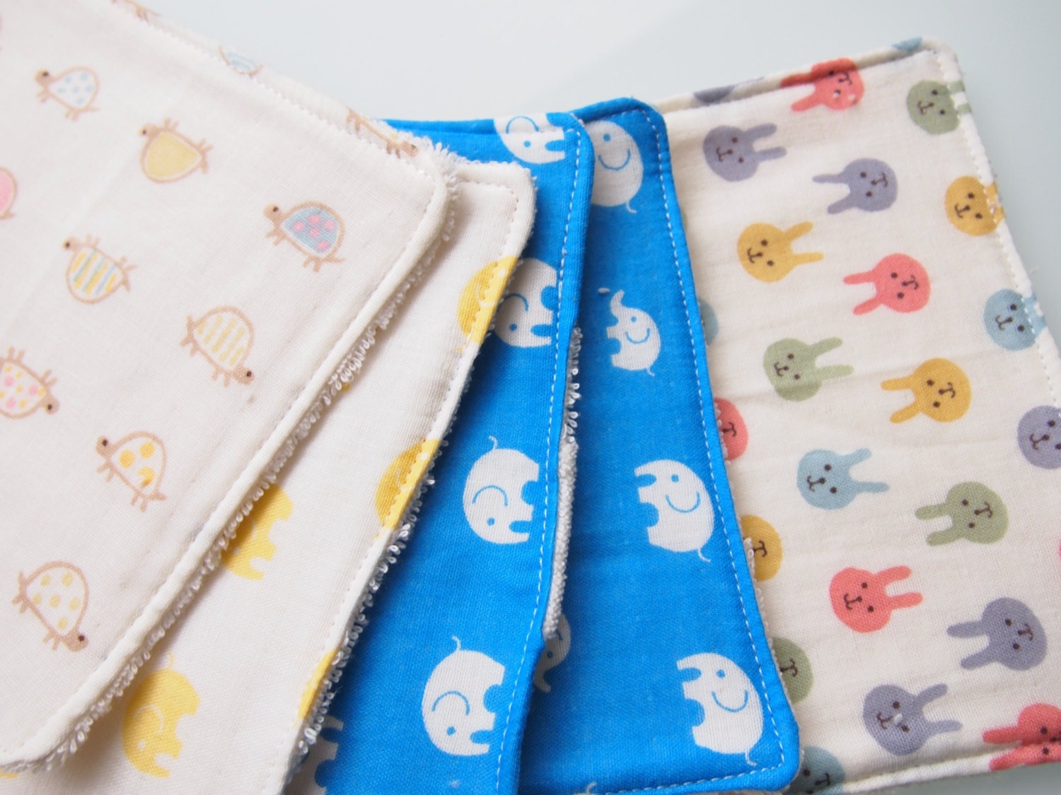 Set of 5 Double Gauze and Organic Terry Mini Towels / Wipes / Washcloths - Assorted Sizes and Prints