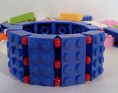 Upcycled LEGO Bracelet, Blue/Red