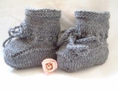 Baby Booties Hand Knitted in Gray Newborn to 6 months  Modern & Smart Boy