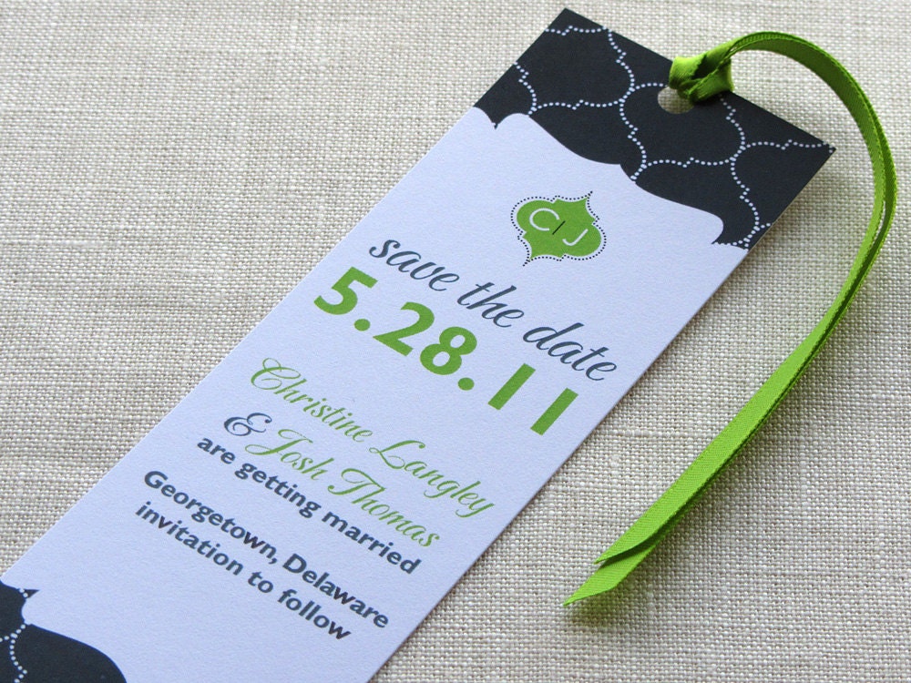 Bookmark Save the Date - Monogram Indian Lattice - Modern and Unique
