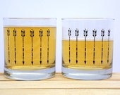 Hand Drawn Arrows -Screen Printed Tumbler Glasses - Set of two Rock Glasses