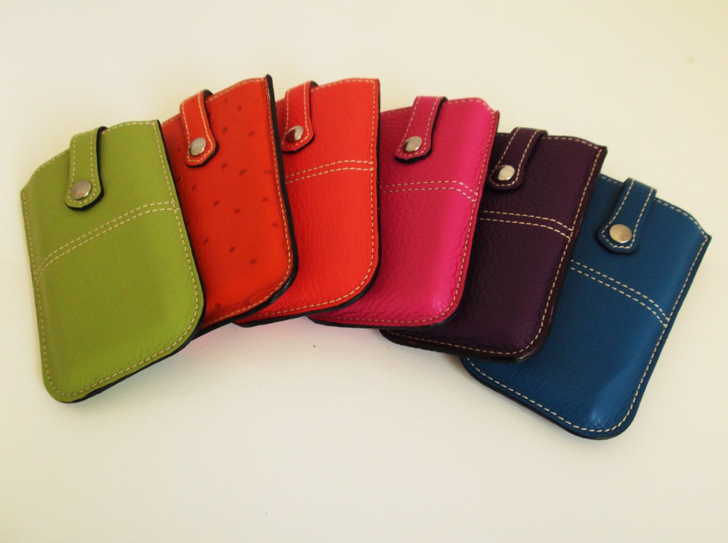 Genuine Leather Phone Slip Case Sleeve Pouch with Secure Strap for Blackberry Samsung iPhone HTC