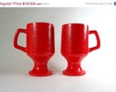 ON SALE Vintage Red Mugs
