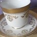 Antique gold tea cup, Vintage 1940's Royal Chelsea 50th Anniversary tea set, English tea cup, gold and white bone china tea cup