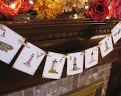 Lighthouse Banner  Nautical Garland Rowboat Bunting  Great Decor for Lake House or Cabin