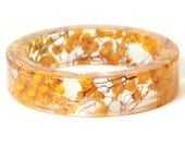 Real Flower Jewelry- Resin Flower Bangle- Resin Flower Jewelry-Orange Bangle- Real Dried Flowers
