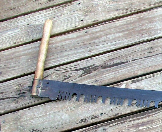 Large Lumberjack Crosscut Saw With Wood Handles by Rusticcreek