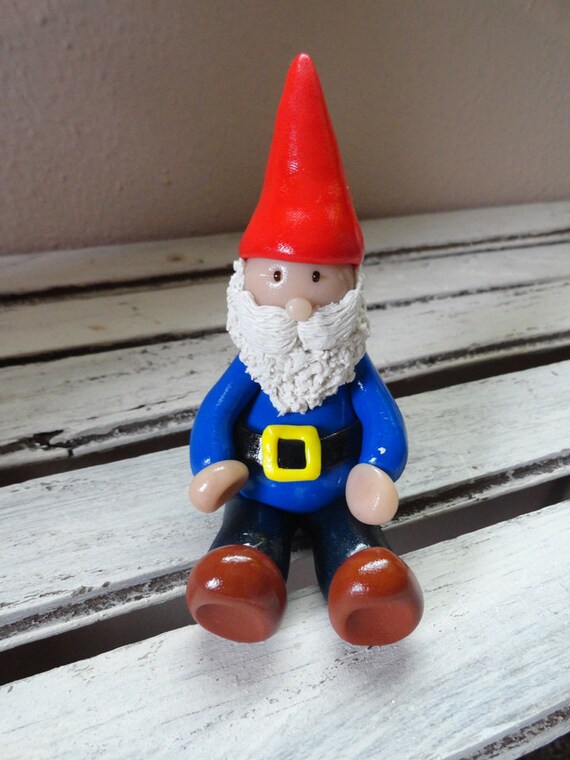 Small Gnome clay figurine by HomeIndulgencebyAR on Etsy