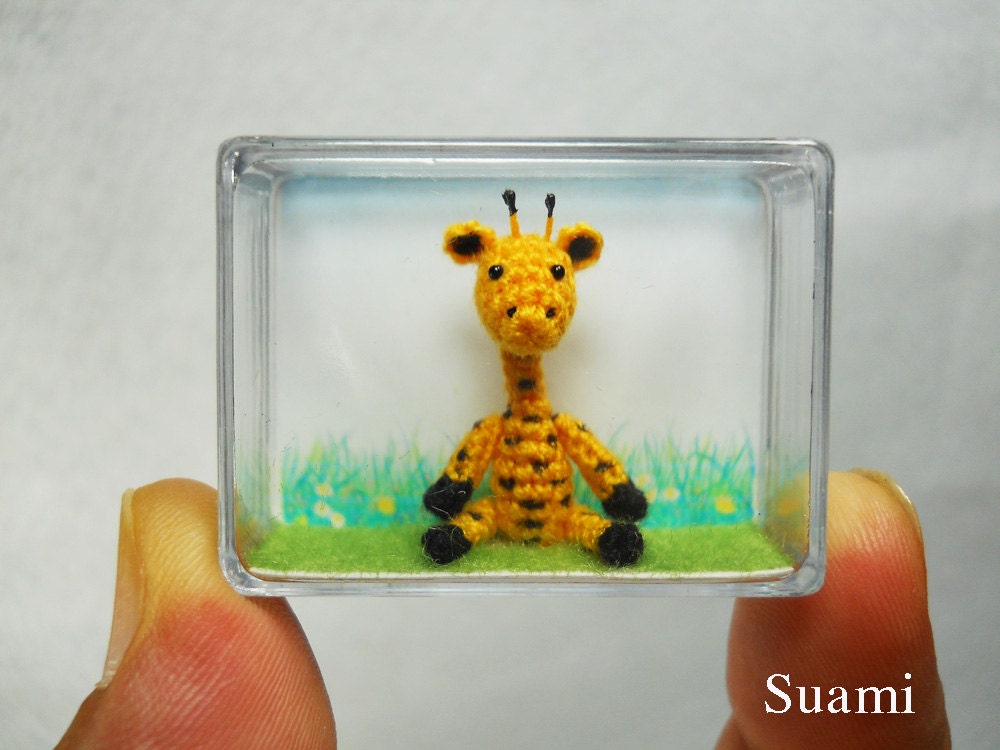 Miniature Crochet Giraffe - Micro Dollhouse Amigurumi Animals - Made to Order