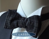 Bow Tie - men's - made in a brown and black seersucker fabric, freestyle bowtie for men
