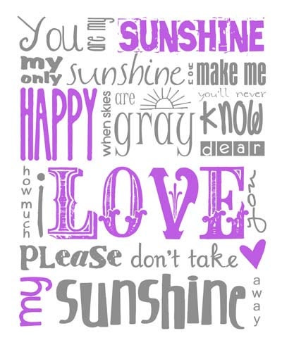 You Are My Sunshine Subway Art Digital PRINTABLE 8x10 JPEG File Multiple Colors Available
