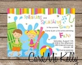Printable Girl, Boy or Both Pool Party Swimming Birthday Water Invitation - Digital File