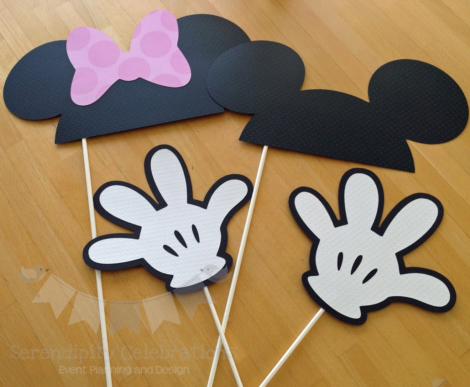 4 Piece Photo Prop, Minnie and Mickey Mouse Inspired Photo Props, Photo Booth Props, Mouse Ear Props Il_570xn