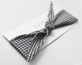 Tie Up Head Scarf Black & White Gingham - Headband