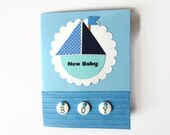 Baby Boy Card Baby Card Blue Sailboat