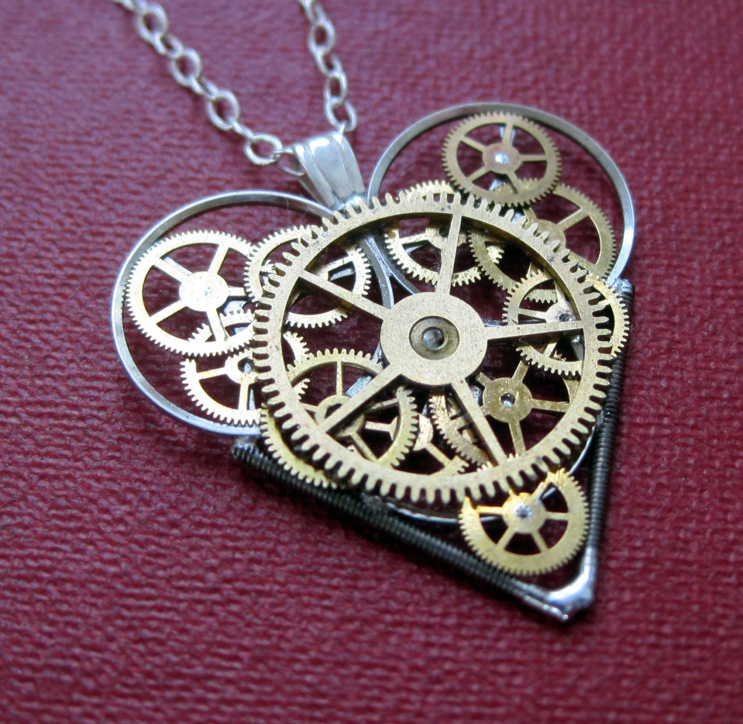 Clockwork Heart Necklace "Emotarium" Steampunk Heart Pendant Love Sculpture A Mechanical Mind Wearable Art Mechanical Gear Heart