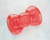 1pc - LL Red Glitter Kitty Bow Decoden Cabochon (59x34mm) BL10013
