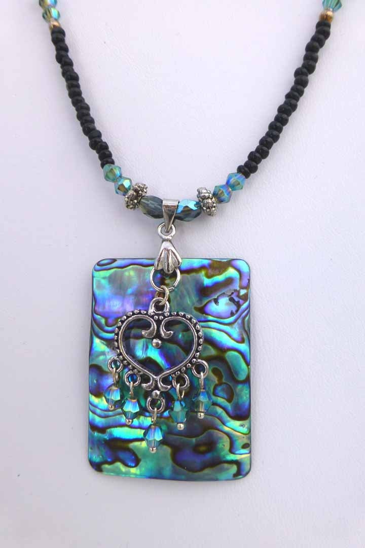 OCEAN HEARTS  abalone necklace