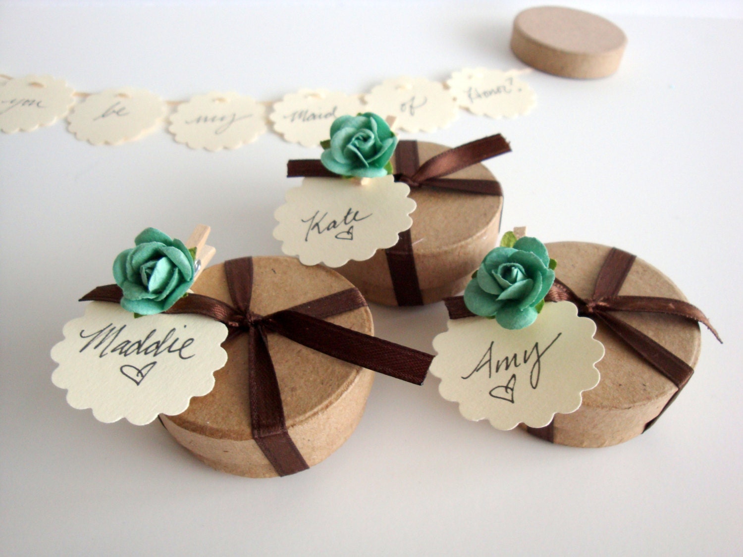 FIVE (5) Secret Garland message in a box - Will you be my bridesmaid, bridesmaid invitation, maid of honor