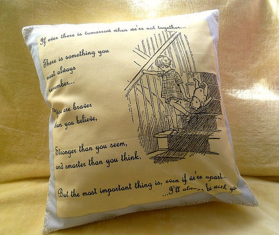 Winnie the pooh quote, pillow, cushion, winnie the pooh, wedding gift, special gift, rooby lane