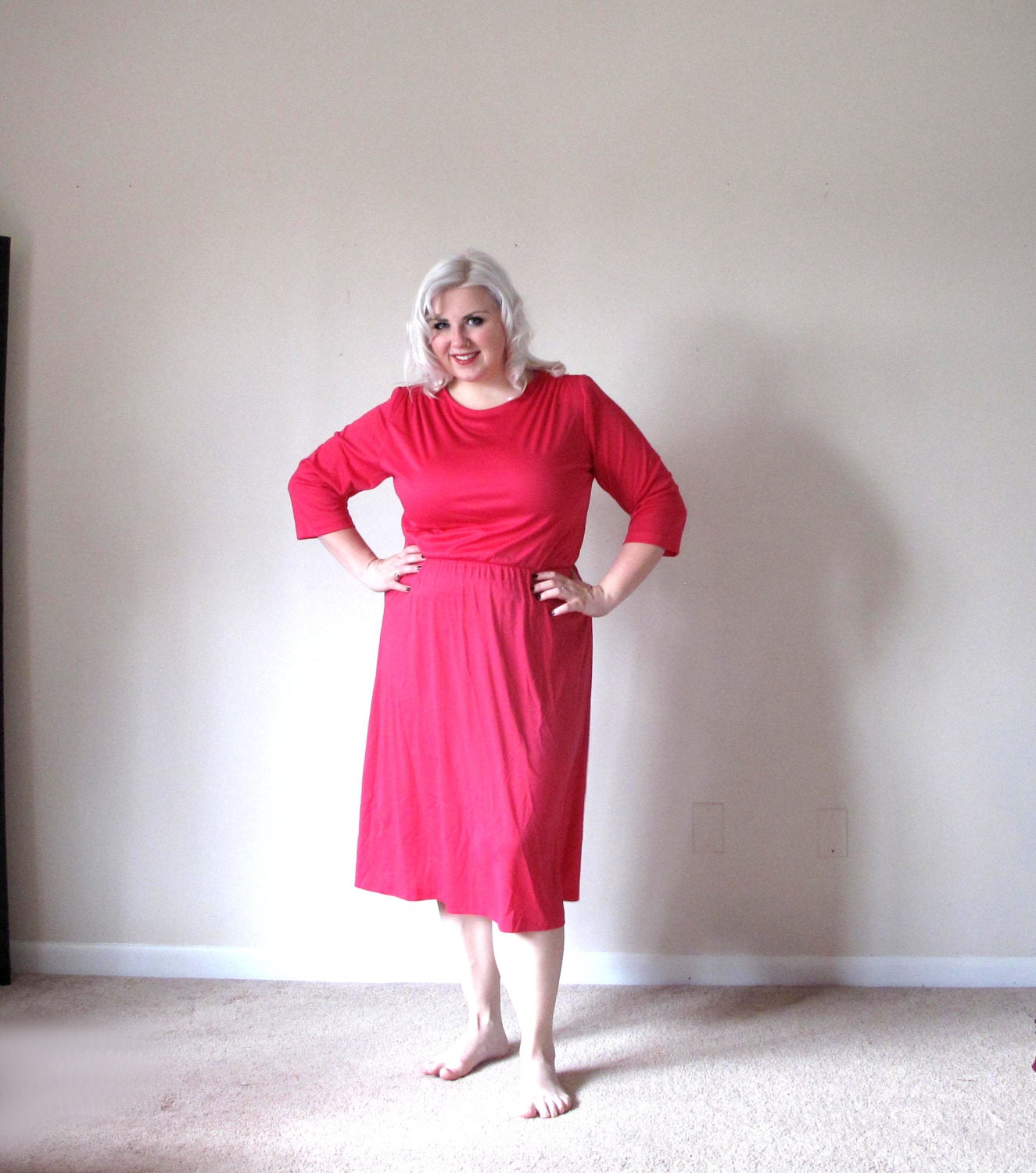Passion Pink- Plus size Dress- Vintage-xxl-