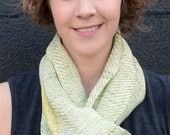 Handwoven and Hand-dyed Beige and Green Rayon Scarf