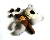 Teddy bear stuffed bear softie stuffed bear rag doll bear plushie soft toy stuffed animal handmade toy brown woodland fox 25 cm 9.8"