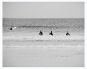 Surfer photography, black and white beach print 8x10 inch - summer wall decor, minimal, simple, waves, seaside, landscape