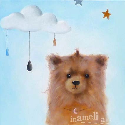animal illustration, dog art, original painting for kids, acrylic painting, dog wall art nursery, whimsical animal by inameliart