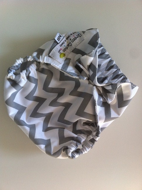Grey Chevron - Diaper Cover - Newborn - 4lbs to 12lbs