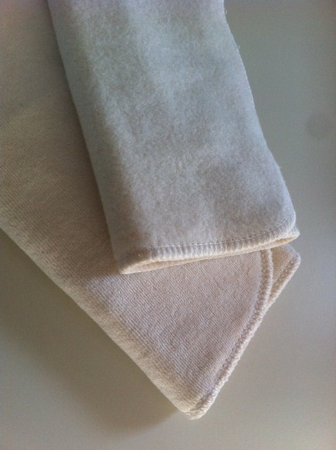 Organic Hemp Cotton Fleece and Organic Bamboo Velour Prefold Diaper  - Newborn Size or Insert/Doubler