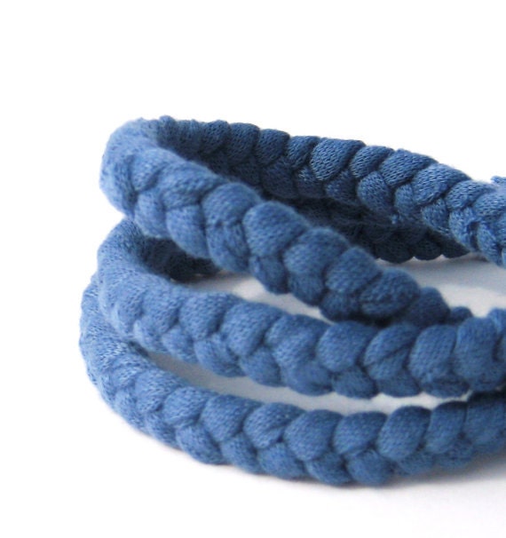 Tshirt Bracelet. Braided Fabric Bracelet. Casual Fashion. faded blue sweater jersey fabric. Spring Line.