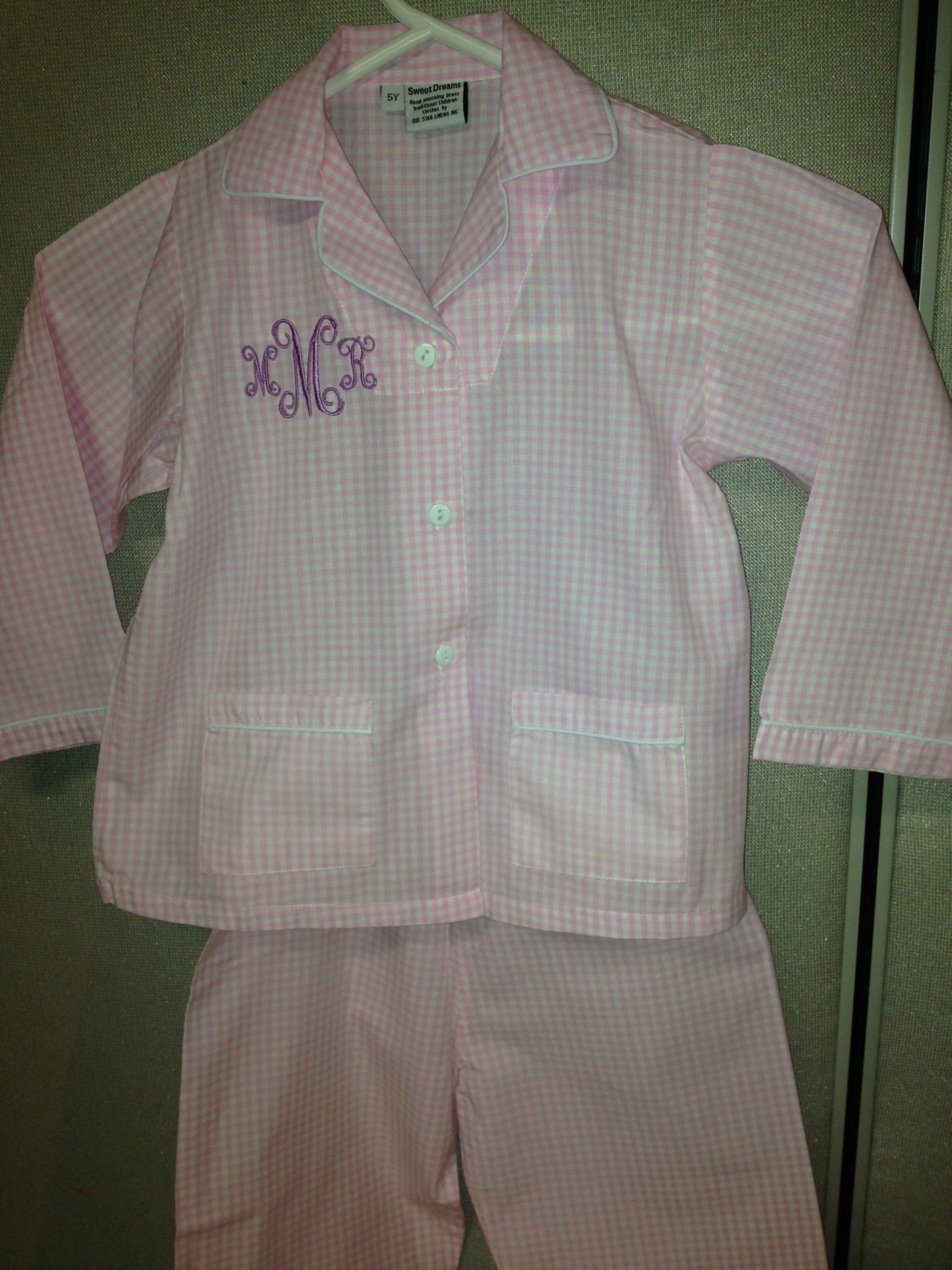 Monogrammed Pajamas Pink Gingham Il_170x135