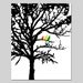 SALE - Birds in a Tree - 11x14 Original Print - Modern Nursery Decor - Three Birds - Black, White Red, Yellow, Green