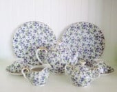 Vintage Chintz Lefton Violets Tea Set Teapot Purple Flowers Floral China Shabby Cottage Summer Picnic Summer Wedding