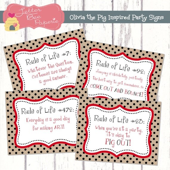 Olivia the Pig-Inspired Party Signs - DIY You Print Il_570xn