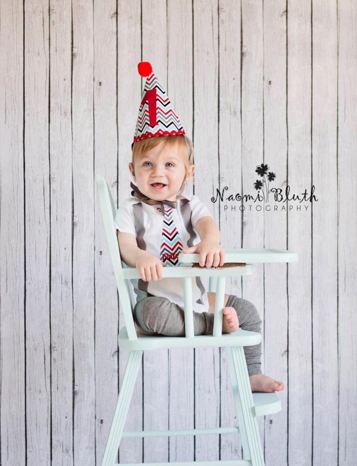 New Baby Boy Birthday Outfit Cake Smash CHEVRON 1st Birthday 2nd 3rd 4th 5th Party Hat and Personalized Onesie