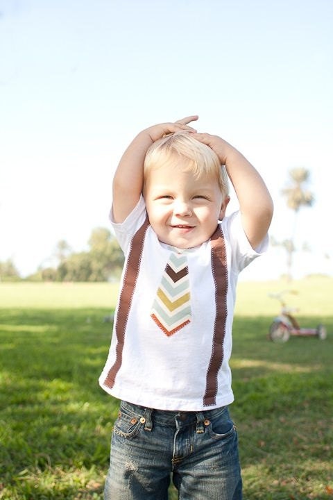 Children's Clothing Baby Boy Tie Onesie with Suspenders Fall Colors Brown Chevron Stripes Photo Prop Birthday Outfit