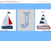 SALE Nautical Nursery Wall Art,Set of Three 8x10 prints, great for Pottery Barn Harper bedding, or toddler room, or as a gift