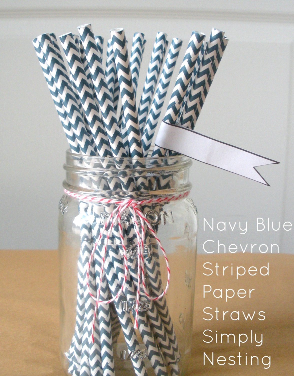 25 Navy Blue, Chevron Striped Paper Straws, Party Straws, Wedding Straws